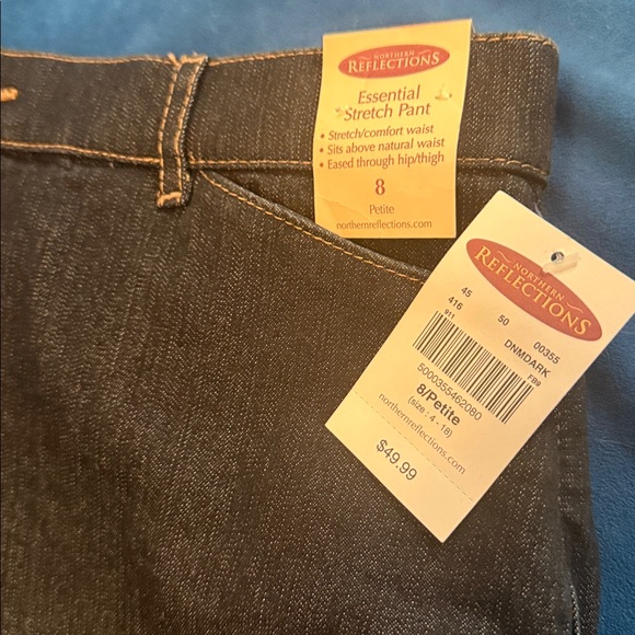 NWT northern reflections size 8 petite stretch, comfort, Dark Blue Denim Jeans - Picture 2 of 5